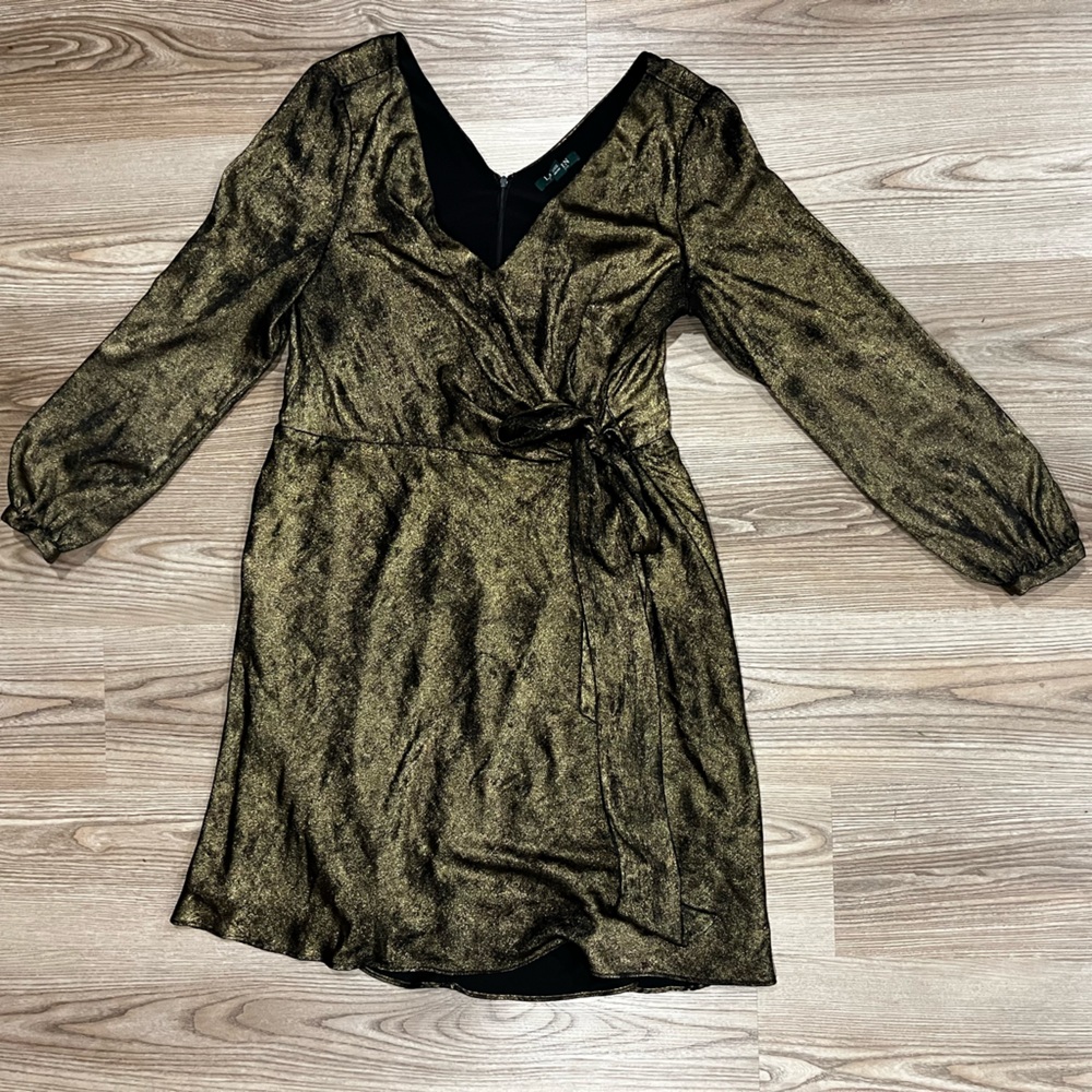 Ralph Lauren Women’s Black Gold Shimmer Dress Size 18